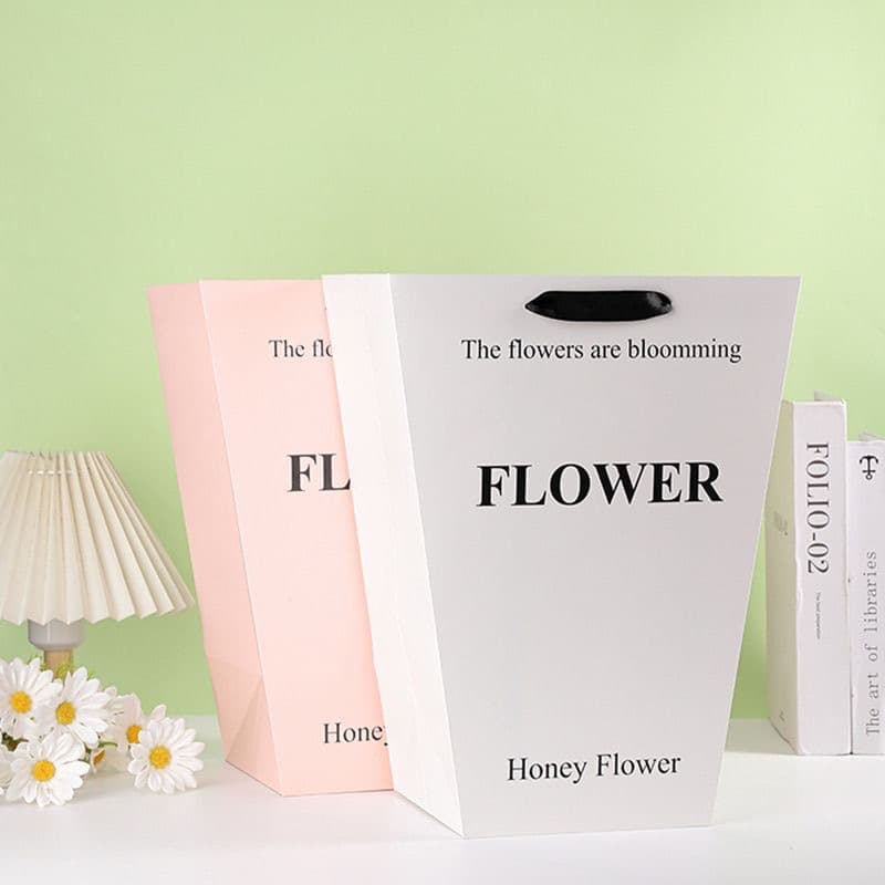 Trendy New FLOWER Trapezoid Handbag Gift Bouquet Packaging Bag Creative High-End Floral Wrap