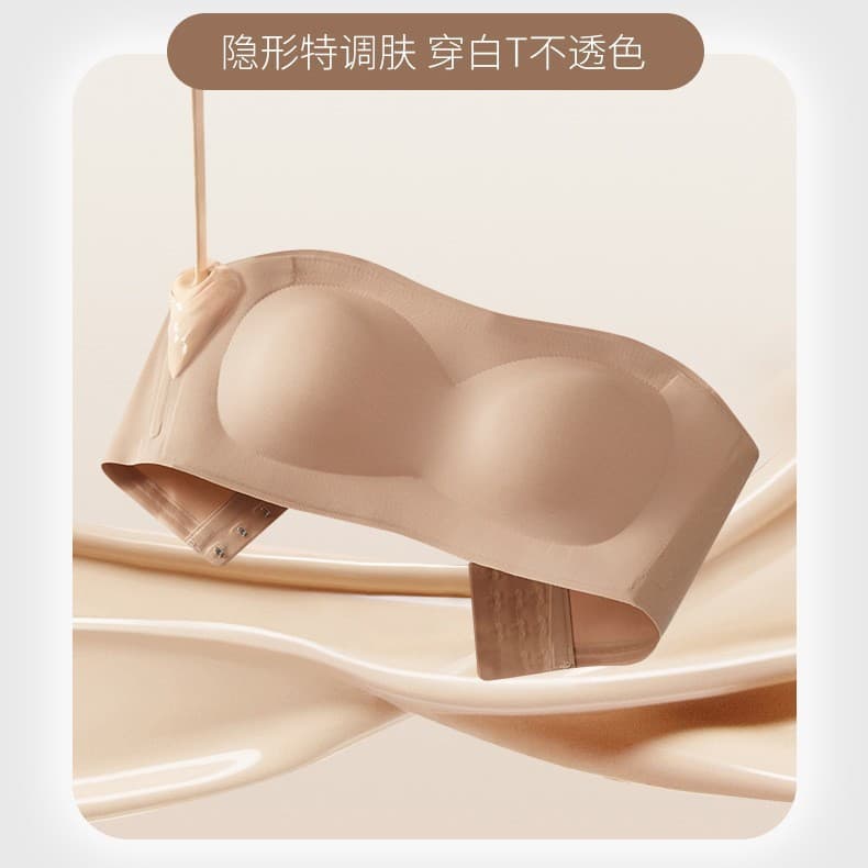 Summer Strapless Backless Bra Women Small Bust Push-Up Breathable Bustier Ultra-Stable Anti-Slip Anti-Sag Invisible Bra