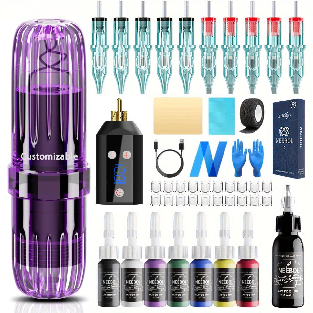 Juzhong Tattoo Split Pen Set Motor Machine Contains Wireless Power Practice Skin Tattoo Equipment Supplies Cross-Border Hot Sale