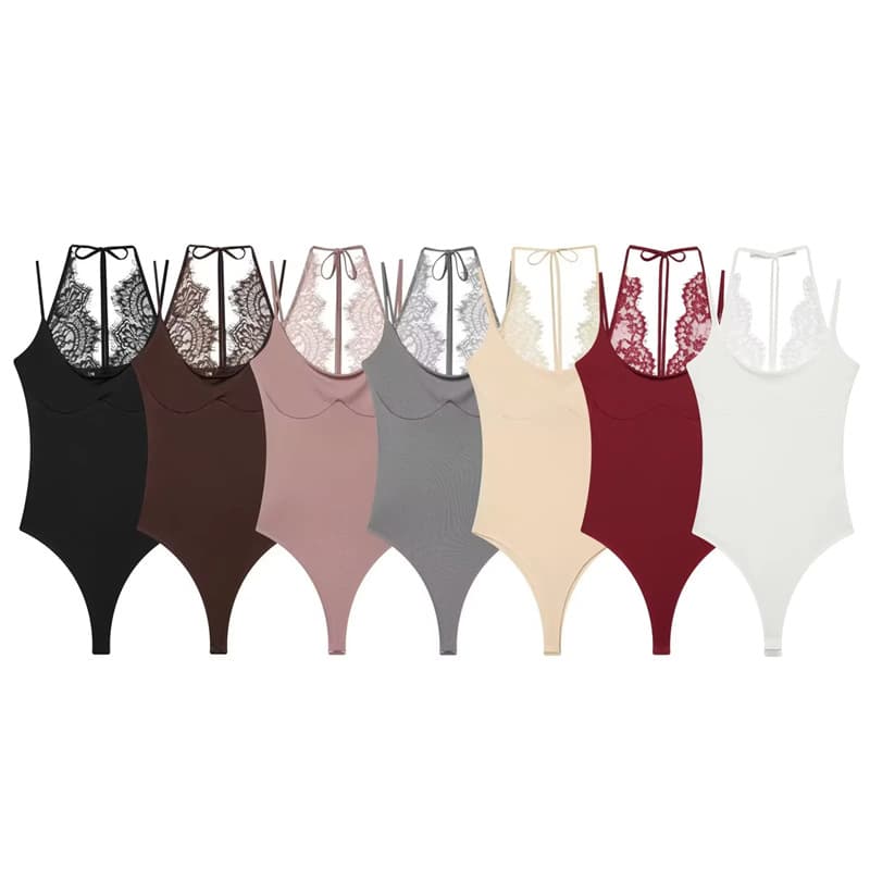 UNIZERA Women's 2026 Summer New Fashion Sleeveless Spliced Lace Halter Collar Jumpsuit 0085310