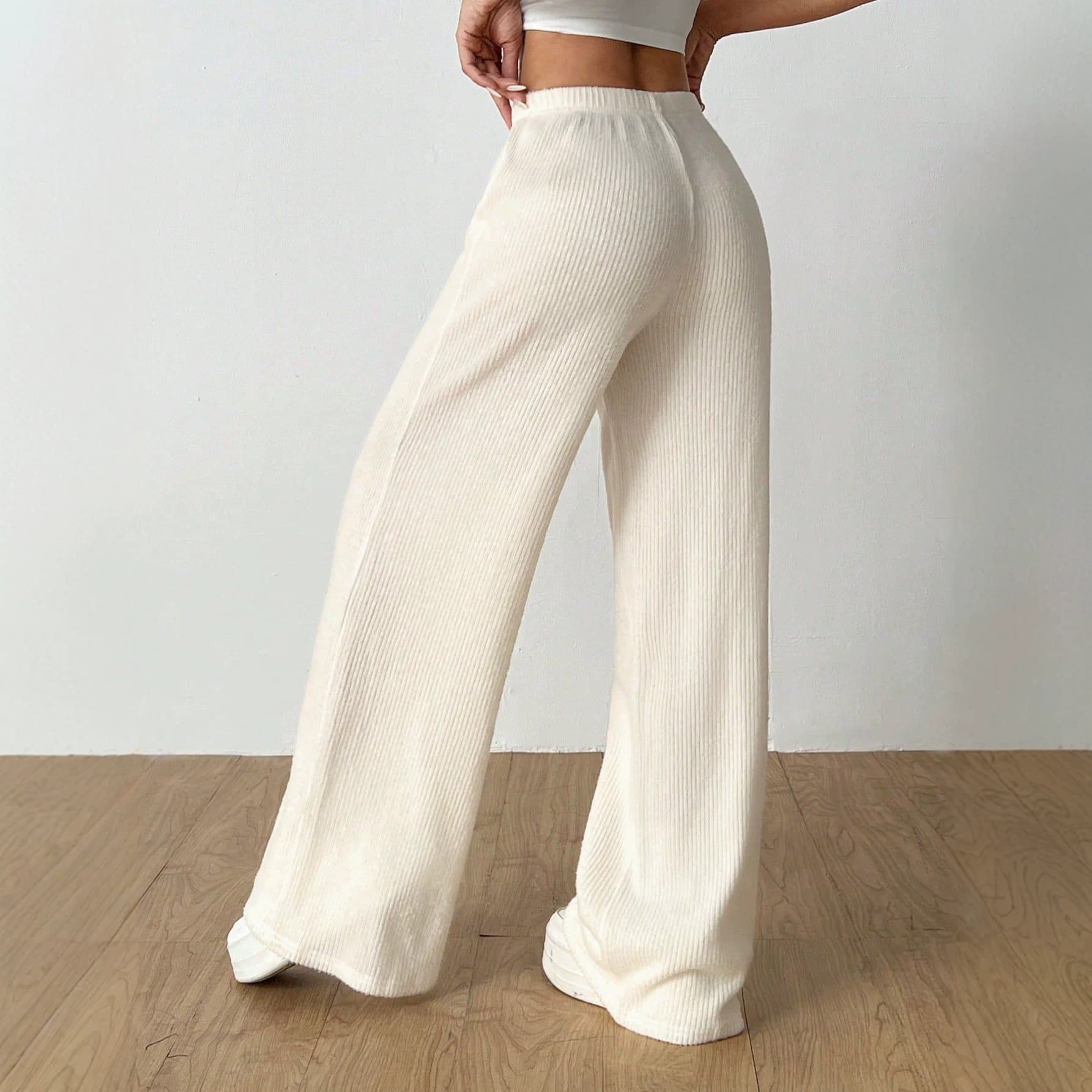 Amazon 2026 Summer Women's Versatile Casual Draped Wide-Leg Pants Comfortable Solid Color Straight Loose Long Pants in Stock