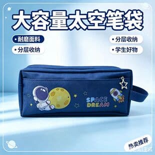 Simple Creative Cartoon Panda Astronaut Pencil Case Cute Handheld Large Capacity Student Stationery Pencil Case Pencil Bag