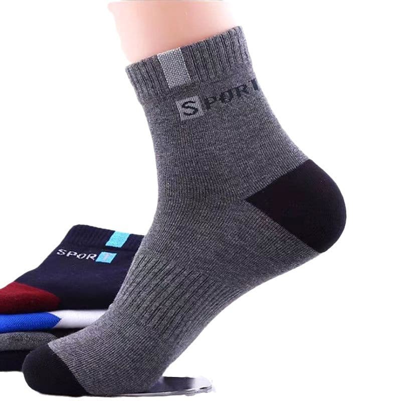 Men's Summer ST Mid-Calf Cotton Anti-Odor Moisture-Wicking Breathable Thin Socks Spring and Summer Sports Socks Letter Short Socks