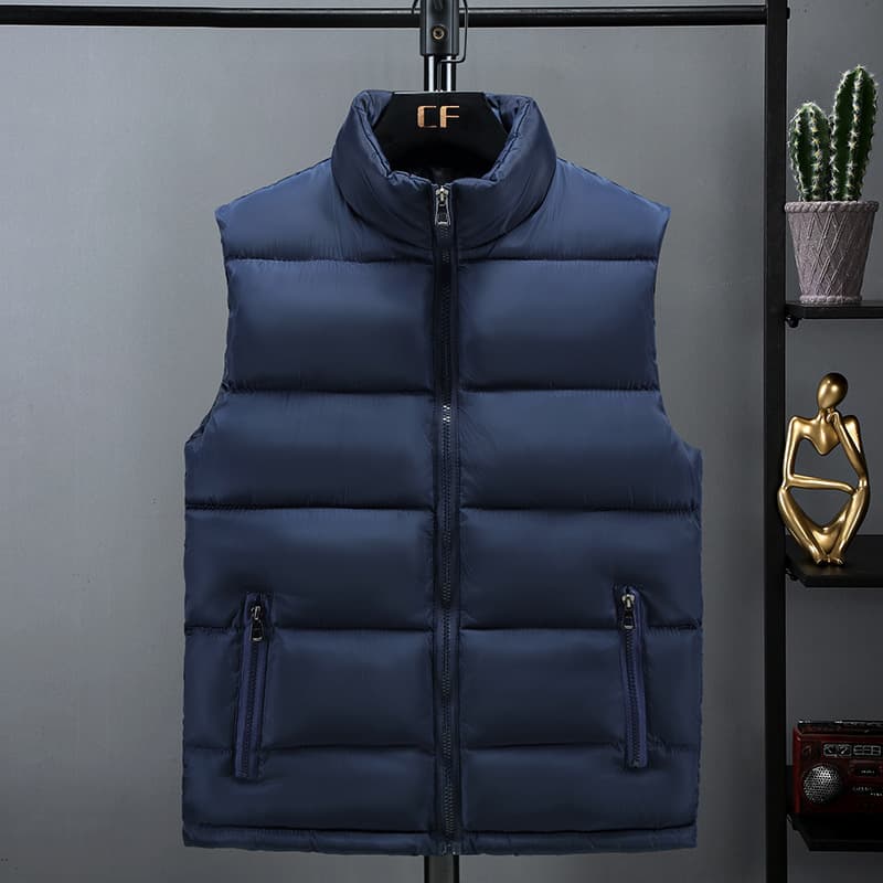 Student Cotton Vest Men's Korean Style Trendy Autumn and Winter Outerwear Vest Warm Vest Solid Color Printable Logo