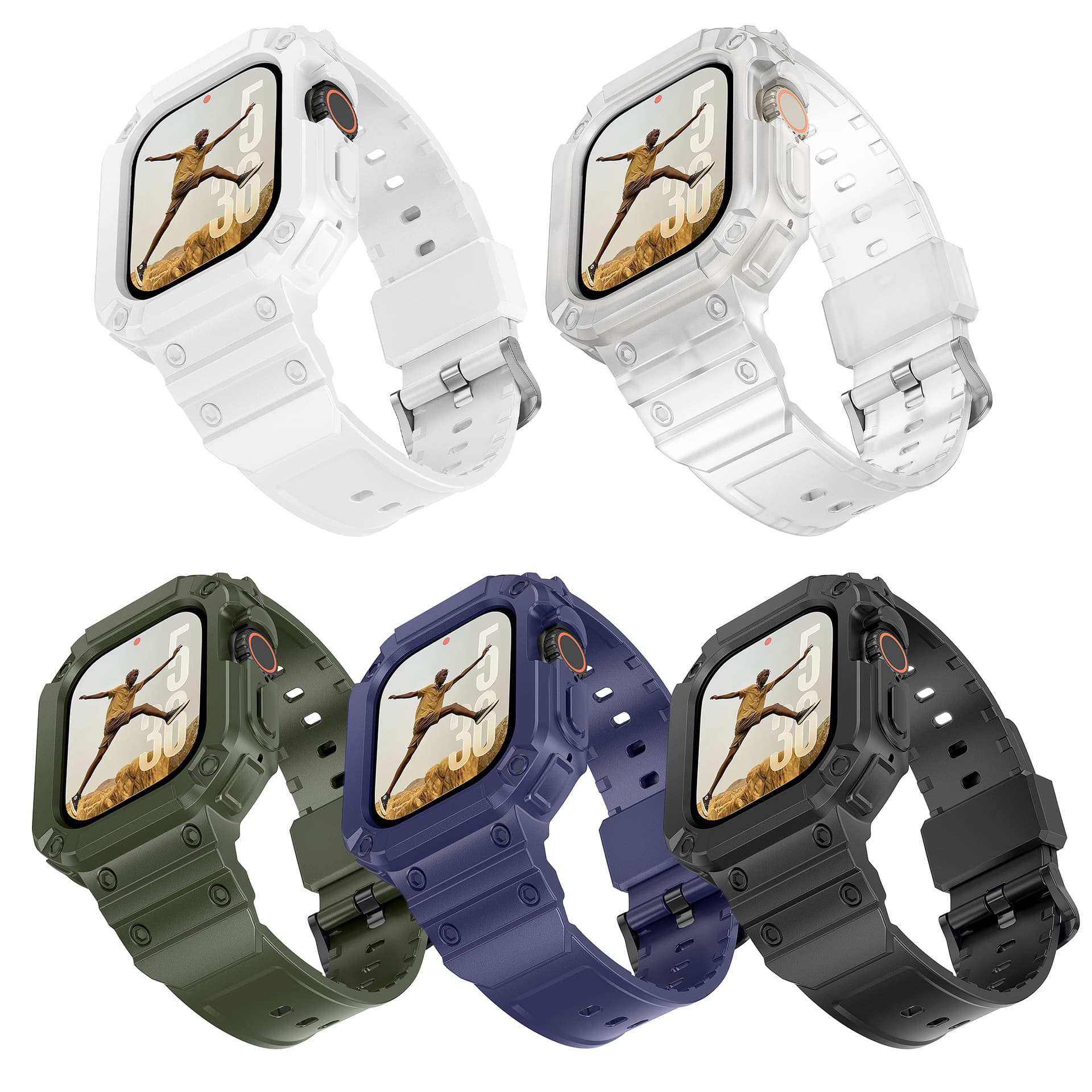 Compatible with Apple Watch Ultra 2/1 49mm Integrated TPU Band Solid Color iWatch S10 S9 S8 S7 S6 SE 3 2 1 One-Piece TPU Strap Cross-Border
