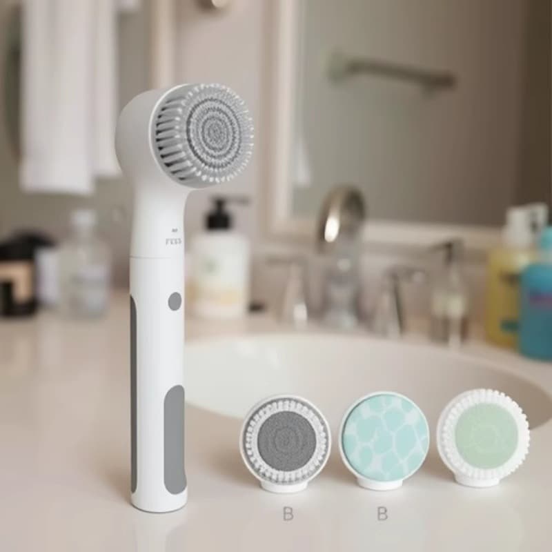 Electric shower brush, fully automatic waterproof back scrubber, long-handled 5-in-1 bath brush, massage brush, scrubber.