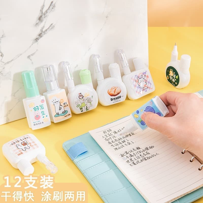 Wholesale dual-purpose brushing fluid, affordable correction fluid, white quick-drying student model, large capacity, smooth and traceless correction fluid
