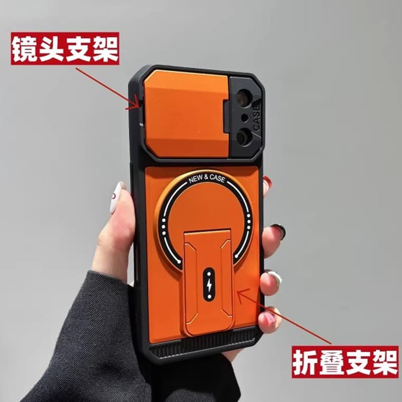 Three-In-One Magnetic Stand Suitable for iPhone 17 Pro Max Phone Case Flip Cover Lens Apple 16 Protective Case