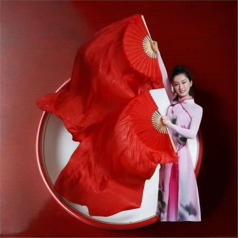 Hot Selling Dance Flame Fan Three-Color Gradient Long Silk Dance Fan Adult Children Square Dance Yangge Fan Classical Dance Fan