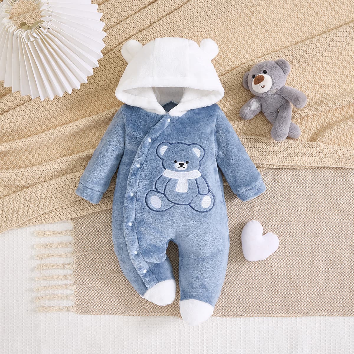 Cross-border Supply Baby Romper Autumn Winter Baby Clothes Thickened Warm Long-sleeve Bodysuit Fleece-lined Crawling Suit