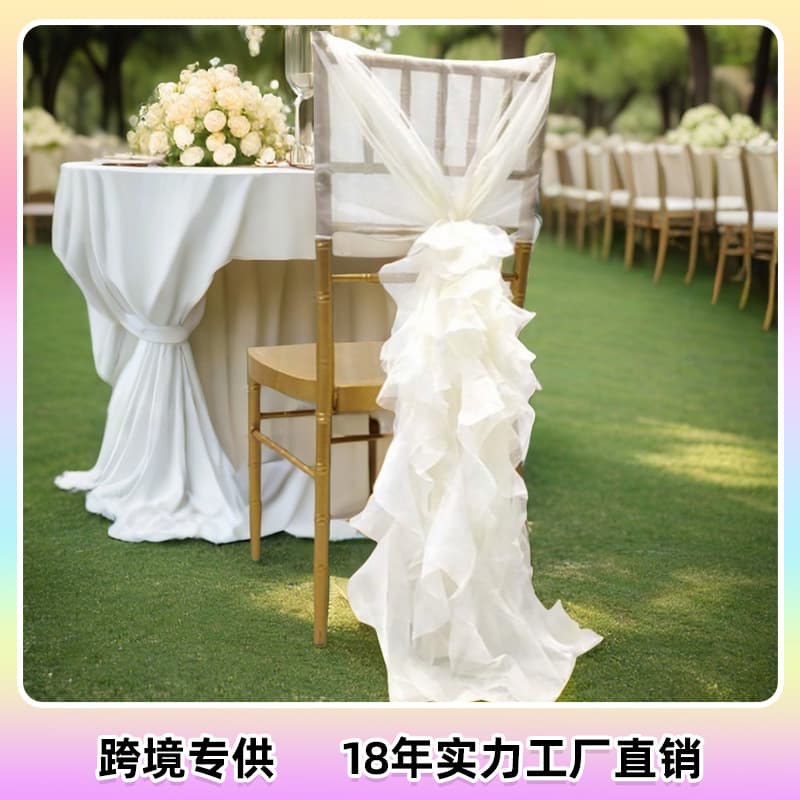 Outdoor wedding milk gauze long willow catkin chair back decorations, hotel theme wedding bamboo joint chair back flowers wholesale.