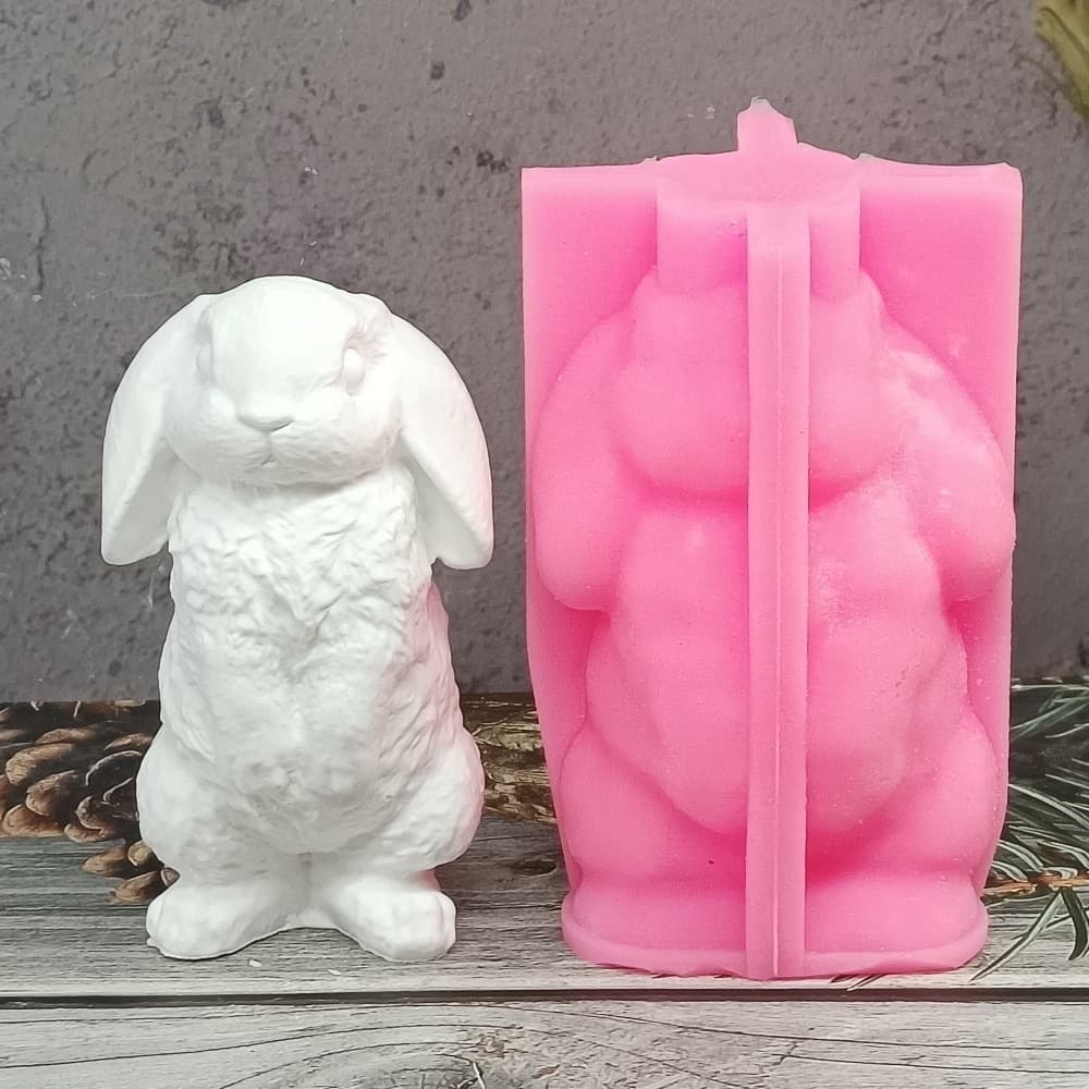 Lop-eared rabbit ornament candle plaster DIY plaster ornament candle holder silicone mold W1251
