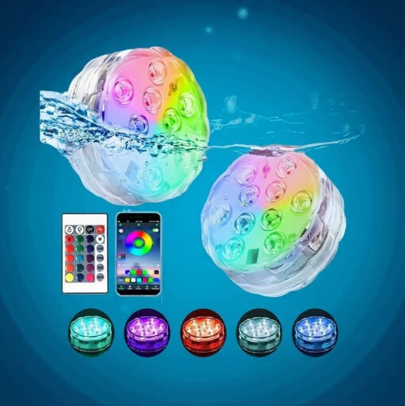 LED Pool Light Ambient Light Remote Control Waterproof Suction Cup Diving Light Multicolor Underwater Light Fish Tank Waterproof Light