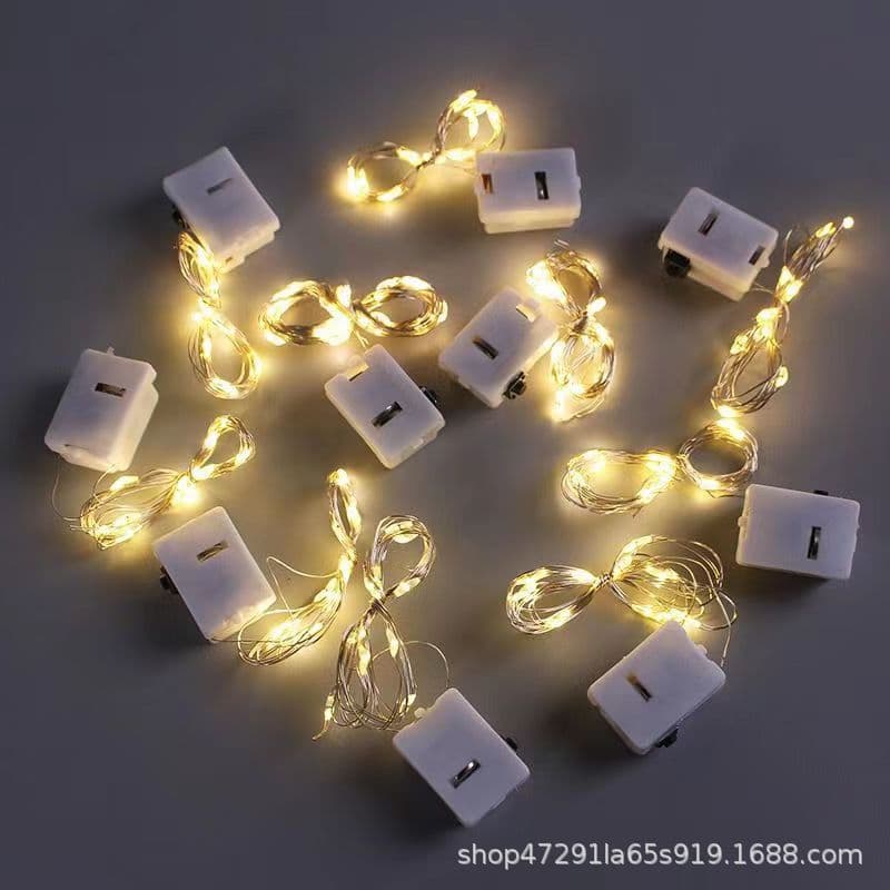 Small LED String Light Colored Copper Wire Lamp with Button Battery Box LED String for Holiday Bouquet Decorative Ambient Lighting