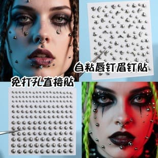 Lip Nose Eyebrow Piercing Sticker, New Hot Girl Electroplated Metallic Color Acrylic Rhinestone Face Sticker, Rhinestone Face Decoration
