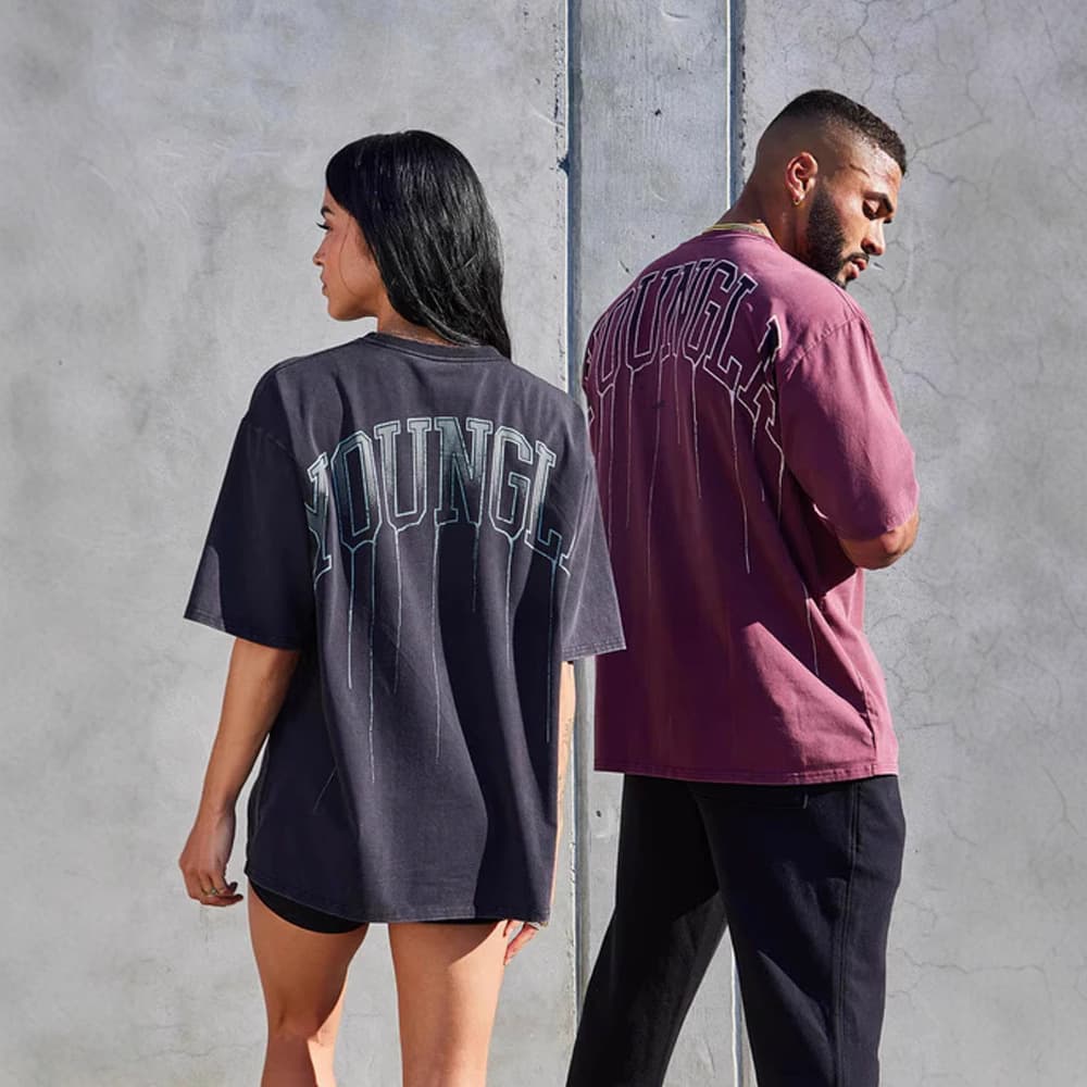 Youngla Men's and Women's T-Shirts Cotton Round Neck Loose Short-Sleeved Casual Versatile Gym Sports 240 Fabric Cool