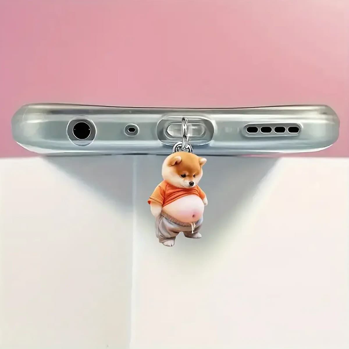 Cross-border new high-definition acrylic potbelly dog mobile phone dust plug suitable for Lightning and type-c interfaces