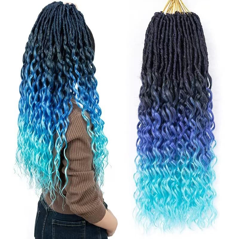 African Style Women's Braided Fake Hair Hook Needle Curly Worm Tail No LOCS Crochet Hair Universal Medium Long Fashion Anti-aging