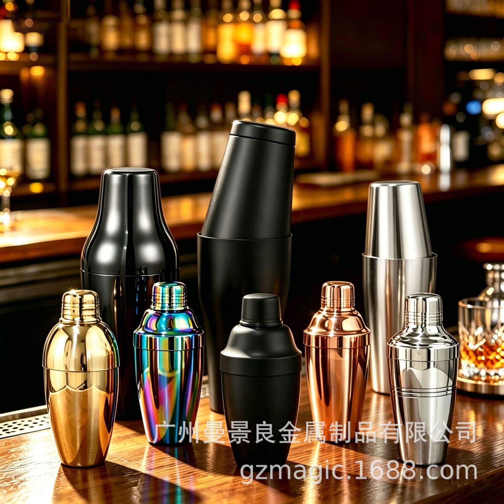 Stainless Steel Boston Cocktail Shaker Bar Cocktail Fancy Shaker Hand-Cranked Shaker Set