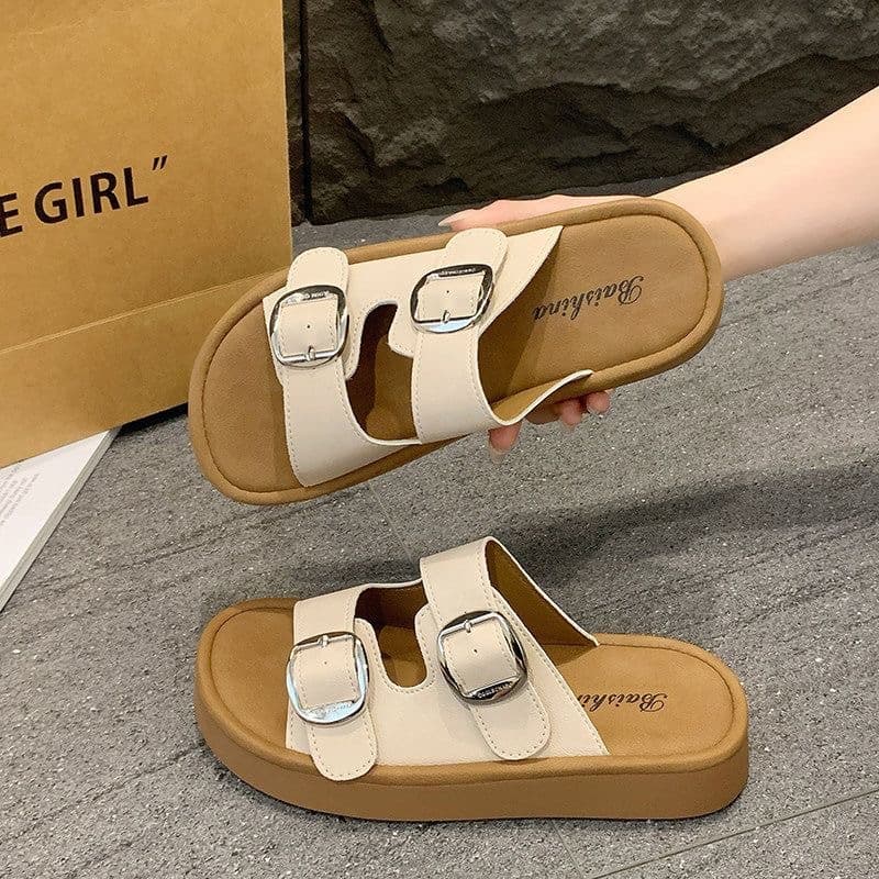 Birkenstock Sandals for Women, Summer 2026 New Model, High-End Soft Flat Beach Sandals, French Style, Super Popular Slide Sandals