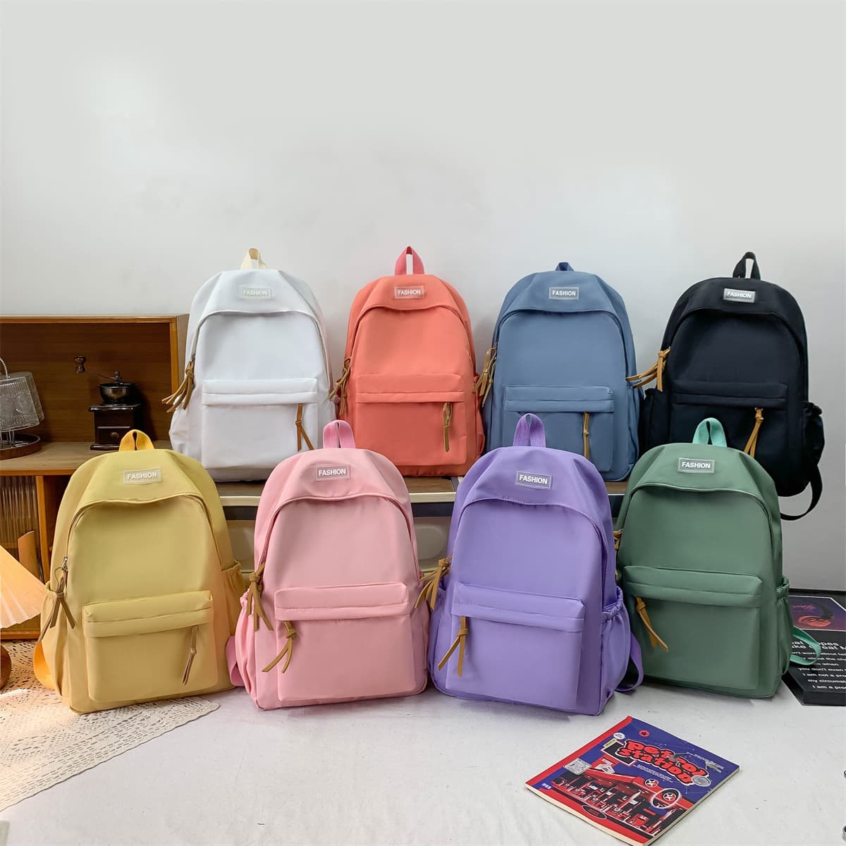 Custom Logo Forest Style Minimalist Backpack for Women, Korean Trendy Versatile Large Capacity School Bag, High Appearance