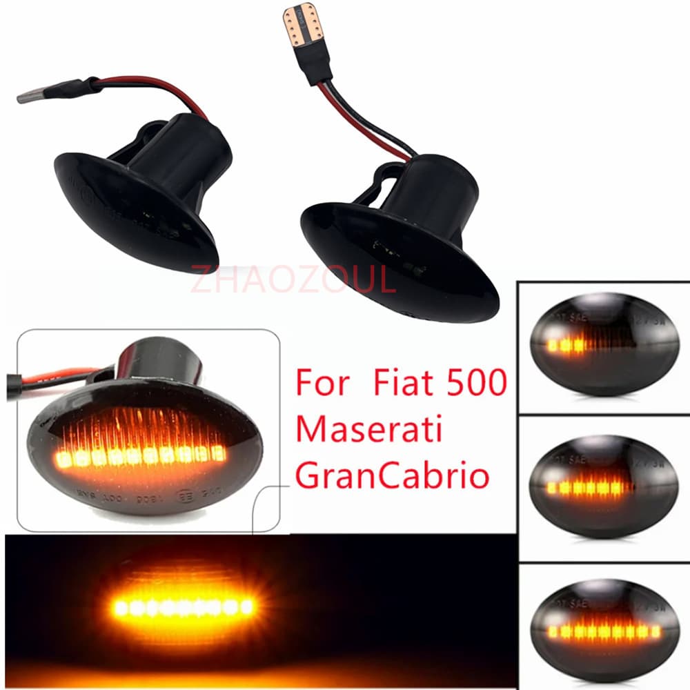 2PCS LED Dynamic Side Marker Turn Signal Lights for Fiat 500 Lancia