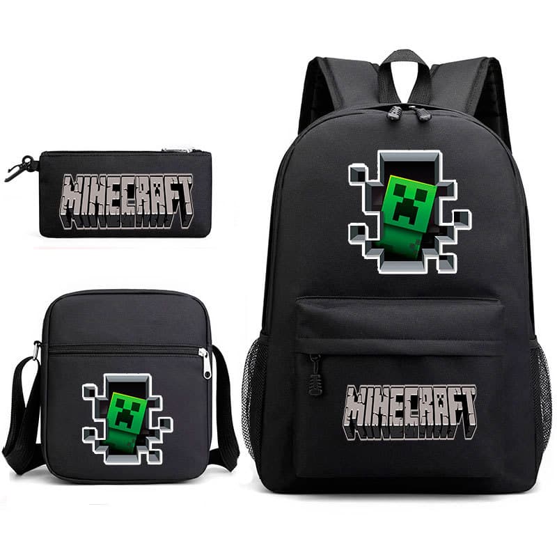 21 Hot Game My Creeper Backpack Pencil Case Shoulder Bag Three-Piece Canvas School Bag Customizable Image 07