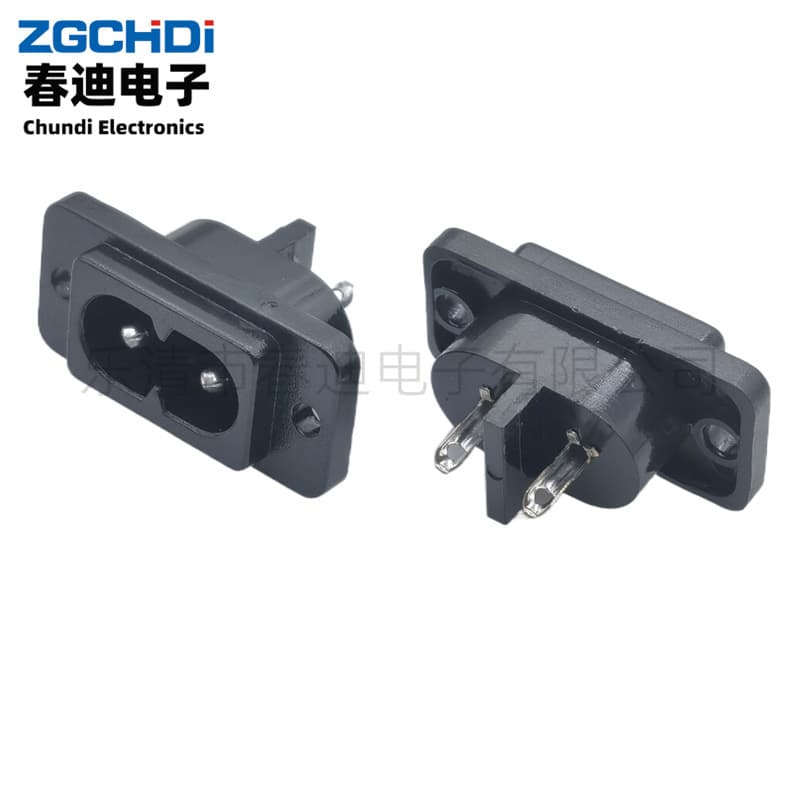 AC Power Socket, Two-Hole Square 8-Shaped Socket with Fixing Holes, Small 8-Shaped Socket AC-004 Hollow