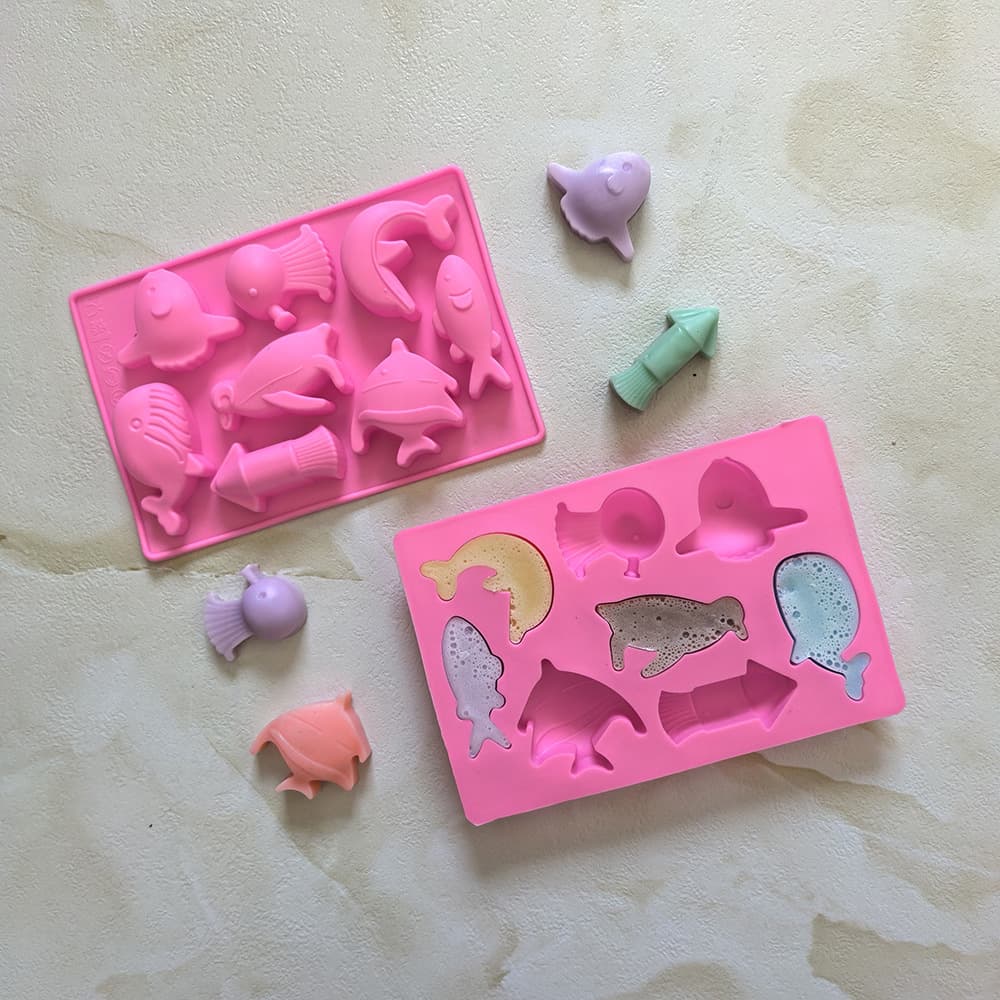 8-Cavity Ocean World Dolphin Silicone Chocolate Mold Silicone Soap Mold Mousse Jelly Mold 751