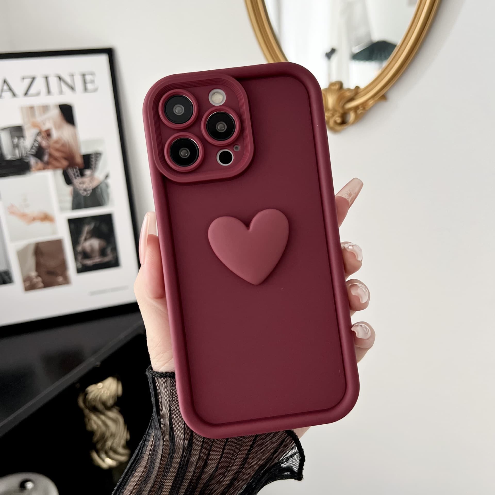 3D Heart Phone Case for iPhone 17 Pro Max, Apple 14/13 Minimalist 12 Wholesale 11/15/16E