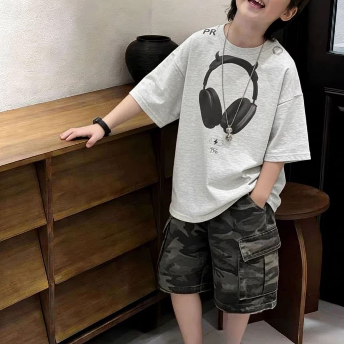 2026 New Boys' Summer Set, Thin Sporty Style for Older Kids, Cool and Trendy