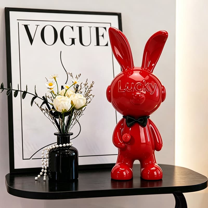 Trendy Lucky Rabbit Figurine for Living Room TV Cabinet Wine Cabinet Display Shelf Decoration Cartoon Piggy Bank Factory Direct Drop Shipping