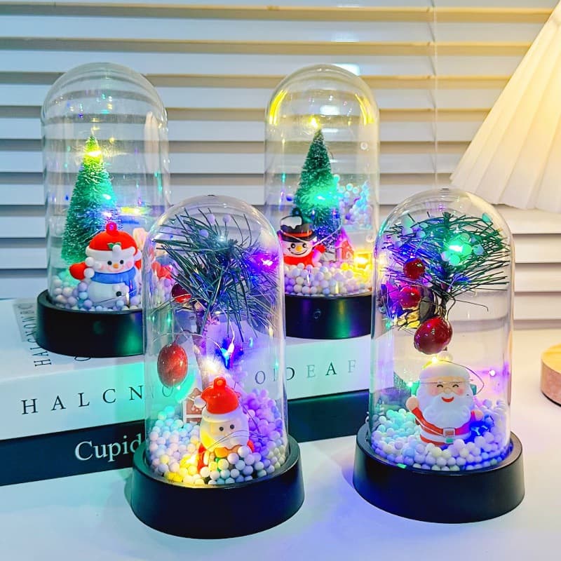 Trendy Christmas Night Light Santa Claus Snowman Figurine Decorative Ambient Lamp Christmas Gift Party Favor Wholesale
