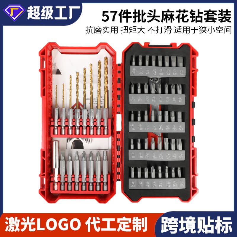 Custom 57-Piece Reversible Ratchet Screwdriver Mini Wrench Set with Angled Phillips and Flathead Short Bits