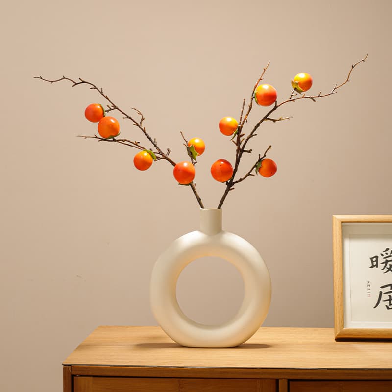 Simulation Persimmon Fruit Branch Persimmon-Shaped Ornament New Vase Simple Modern Home Fortune Decor Artificial Flower