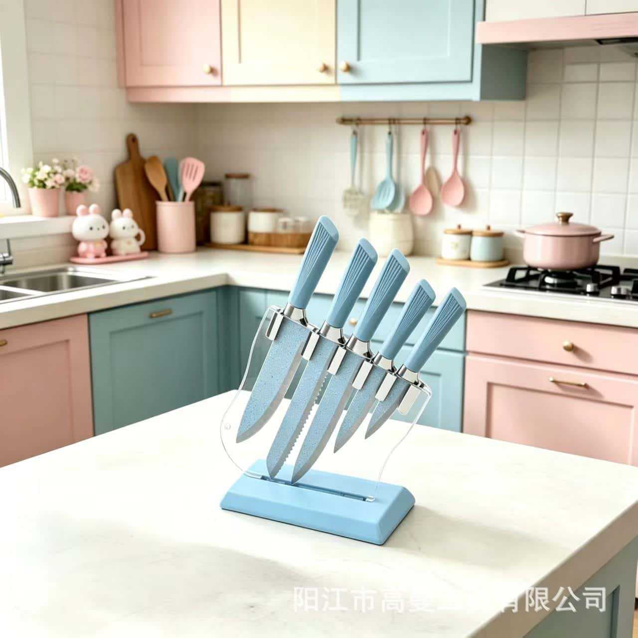 Source Factory Stainless Steel Hot Selling Kitchen Knives for Export and Cross-Border, Fan Tail Handle Six-Piece Set, Gift Box Packaging, Wholesale