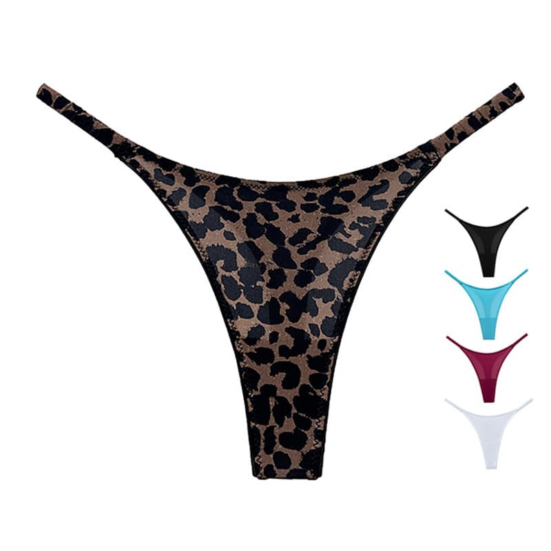 1804T Netherlands LS Sexy Ice Silk Thong Pleated One-Strap High-Cut Bikini European American Plus Size T-Back Women