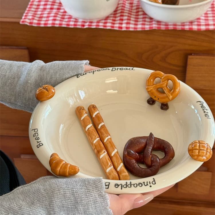 Very nice plate! Bread high-looking household rice bowl salad bowl ceramic plate dish cutlery set