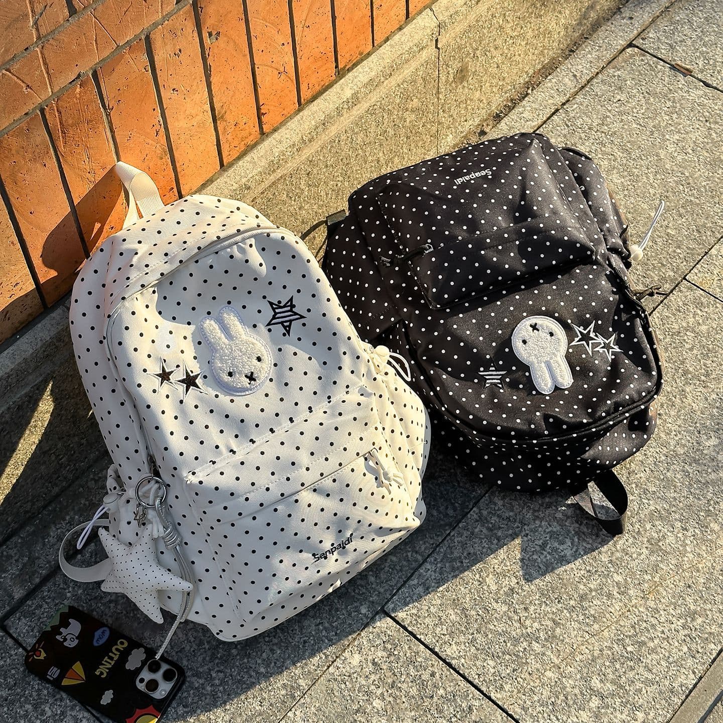 New cute cross-border school bag polka dot rabbit campus backpack commuter lightweight versatile backpack large capacity backpack