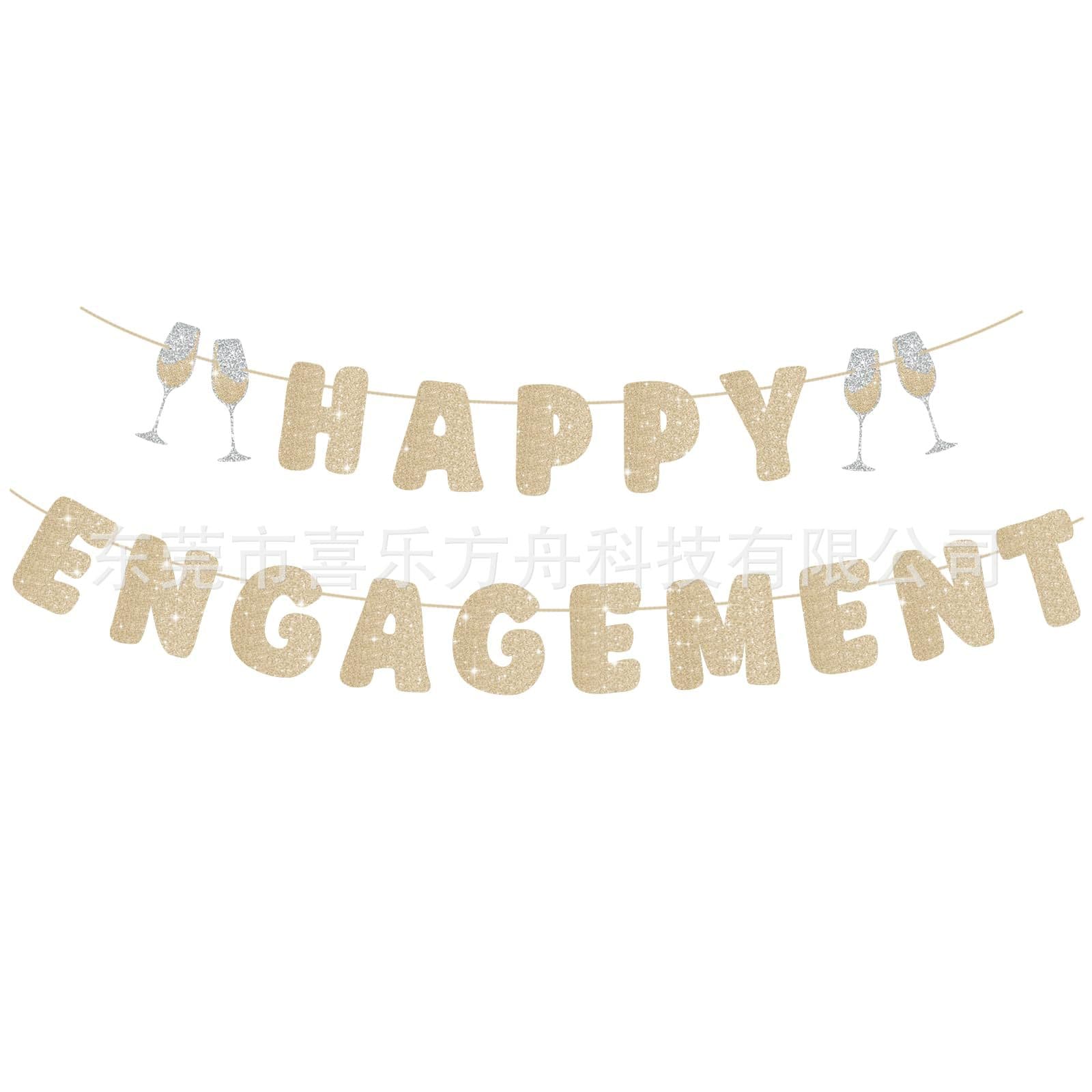 Happy Engagement Engagement Party Wedding Decoration Glitter Pull Flag Banner Engagement Banner Amazon
