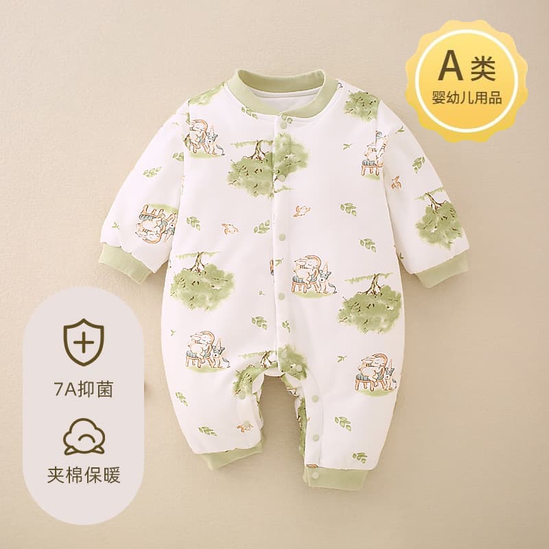 Baby Cotton Padded Jumpsuit for Autumn and Winter, Newborn Infant Quilted Bodysuit, Thick Warm Cotton Coat for Boys and Girls