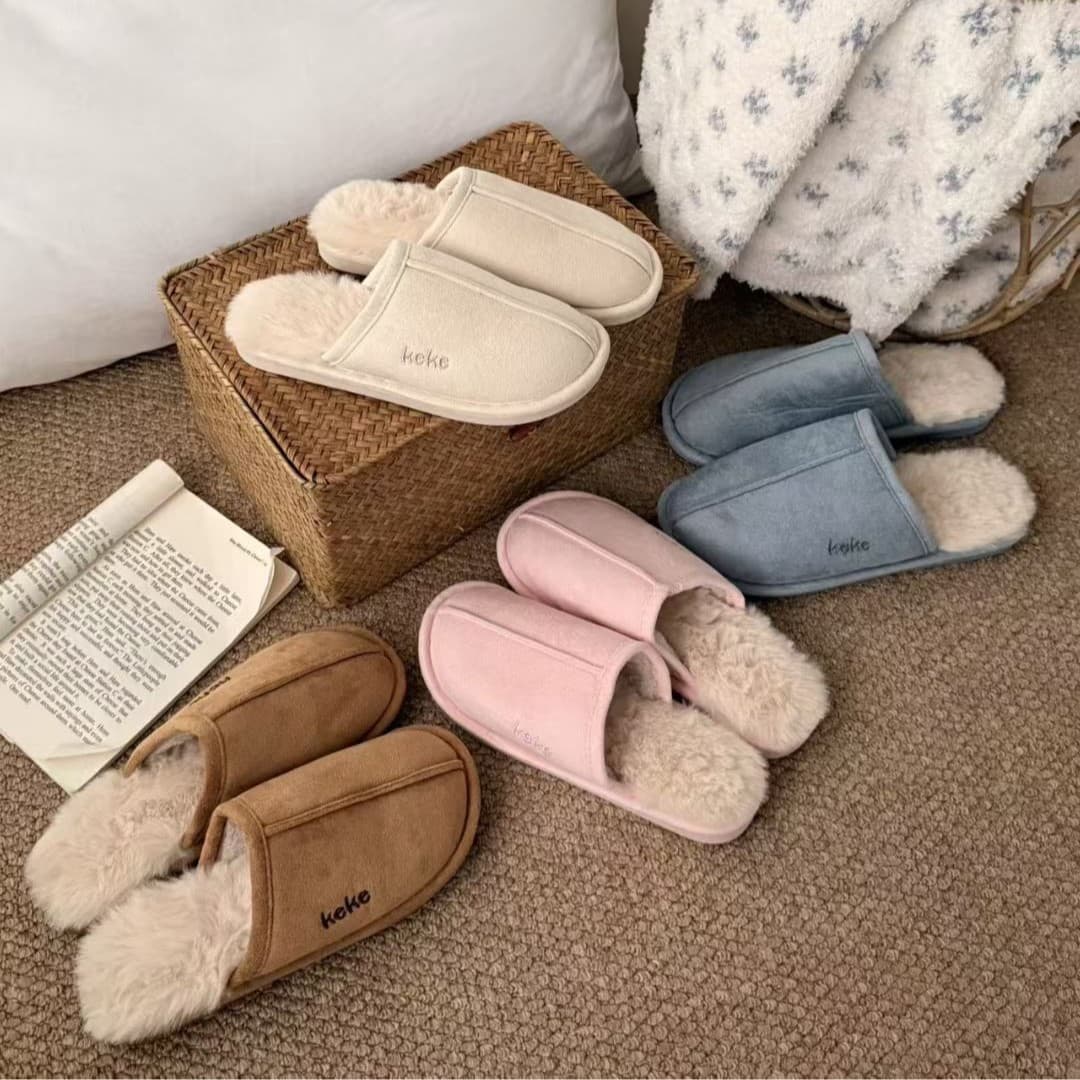 Winter Outdoor Non-Slip Plush Slippers, Cloud-Like Cotton Slippers, Thick and Warm Indoor Home Cotton Slippers Wholesale
