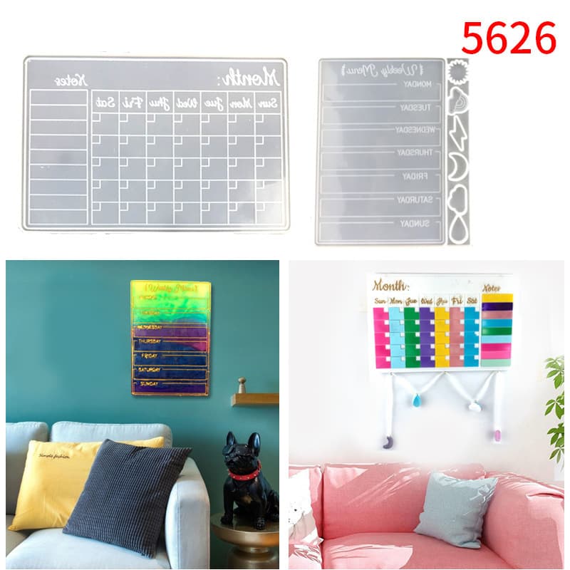 Calendar Mold Notepad Silicone Mold DIY Epoxy Resin Calendar Weekly Monthly Notepad Mirror Epoxy Resin Mold