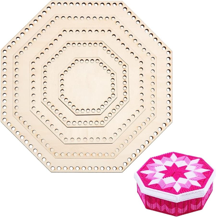 5-piece basket knitted crochet board octagonal crochet basket bottom DIY decorative bag base basket woven mat