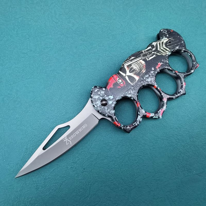 Amazon Export Outdoor Knuckle Knife Four-Finger Small Knife Self-Defense Weapon Knuckle Duster Tactical Knife Multi-Function Window Breaker