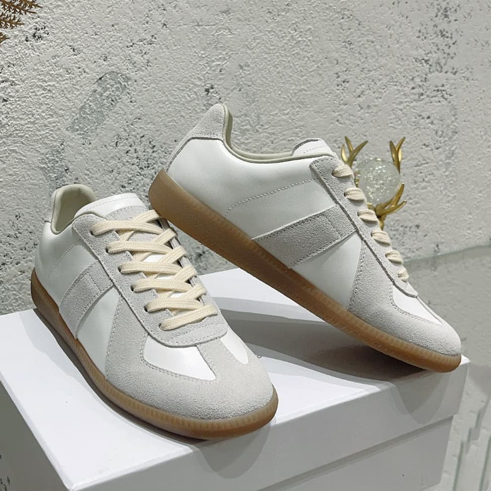 Hong Kong Coach Shoes~ German Training Shoes Couple's Sports Sneakers Genuine Leather White Shoes Women's German Training Style