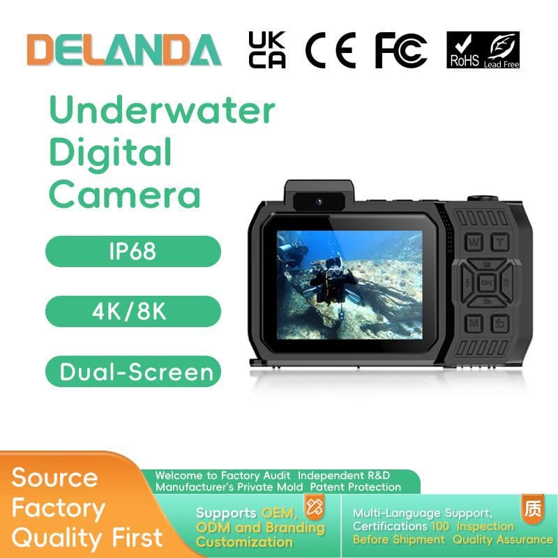 New D50 Underwater Camera 4K/8K Digital HD Dual Screen Camera Diving Sports Cross-border Wholesale