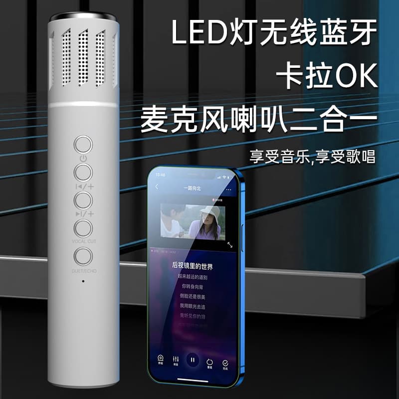K20 wireless Bluetooth microphone HIFI mobile phone karaoke portable microphone audio integrated home speaker sound card FM