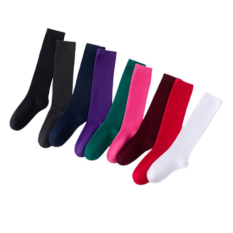 Children's 100% Cotton Long Tube White Socks, Pure Cotton Student Socks, High Tube Socks for Boys and Girls, Over-the-Knee Socks, Mid Tube Socks, Performance Socks