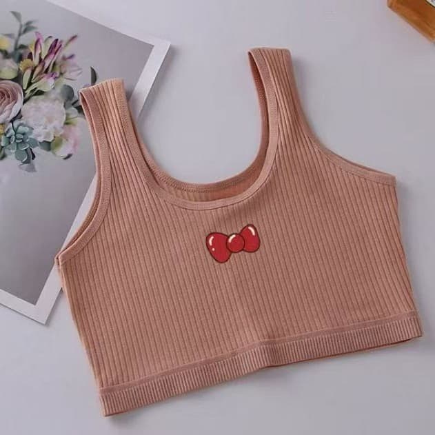 Girls Cotton Bra Vest for Elementary and Middle School Students, Double-Layer Anti-Nipple Show Through, Camisole Sports Bra